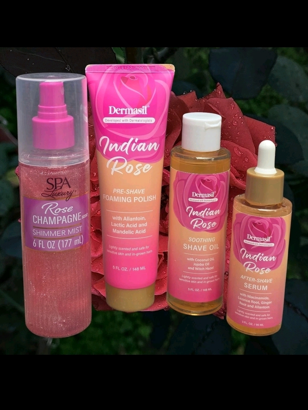 Indian Rose Skincare Bundle – 4 Piece Shave & Glow Set